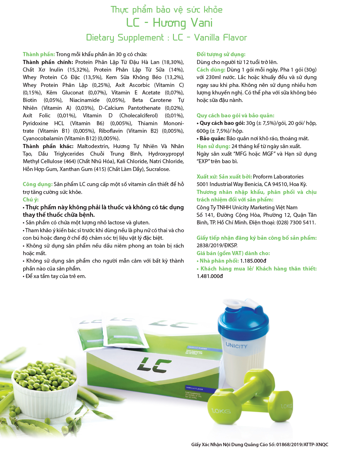 bộ sản phẩm chuyển hóa LC Unicity - Bữa ăn dinh dưỡng