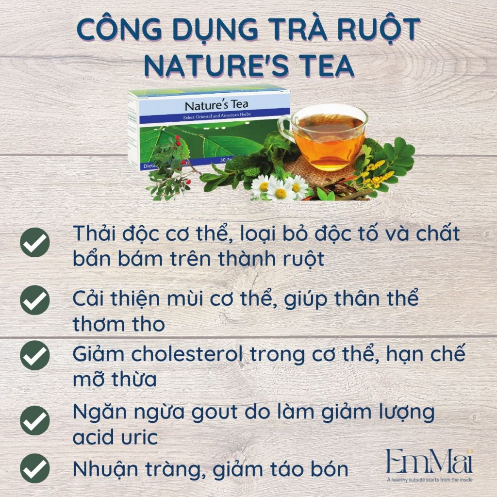 Công dụng Trà thải độc ruột Nature's Tea Unicity làm sạch hệ tiêu hóa, nhuận tràng, giảm táo bón