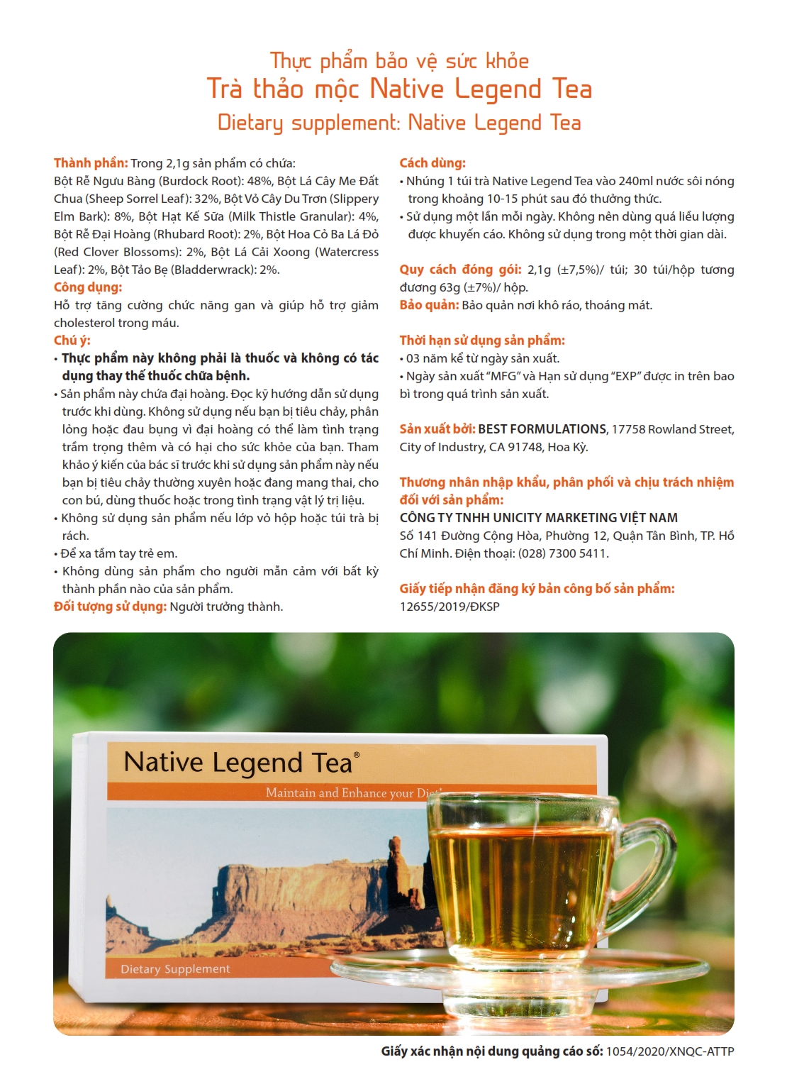 thành phần chi tiết Tra-thao-moc-NativeLegend-Tea-Unicity